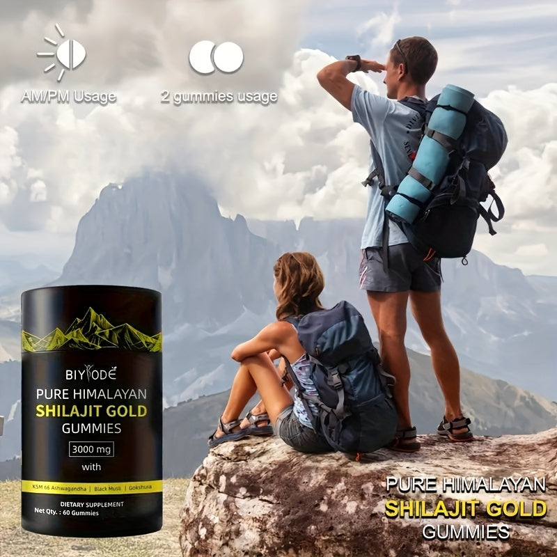 Pure Himalayan Shilajit Gummies | 85+ Minerals | KSM-66 Ashwagandha | No Added Sugar | Fulvic Acid 75%+ | Herbal Blend with Ginseng & Gokshura