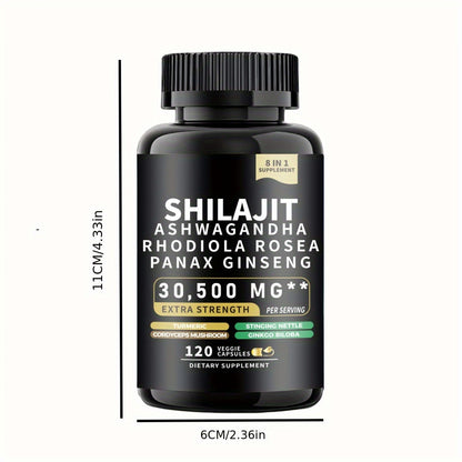 240/480 Capsules Sea Moss & Shilajit Supplement – Black Seed Oil, Ashwagandha, Ginger, Rhodiola Rosea & Panax Ginseng | Extra Strength for Energy & Focus