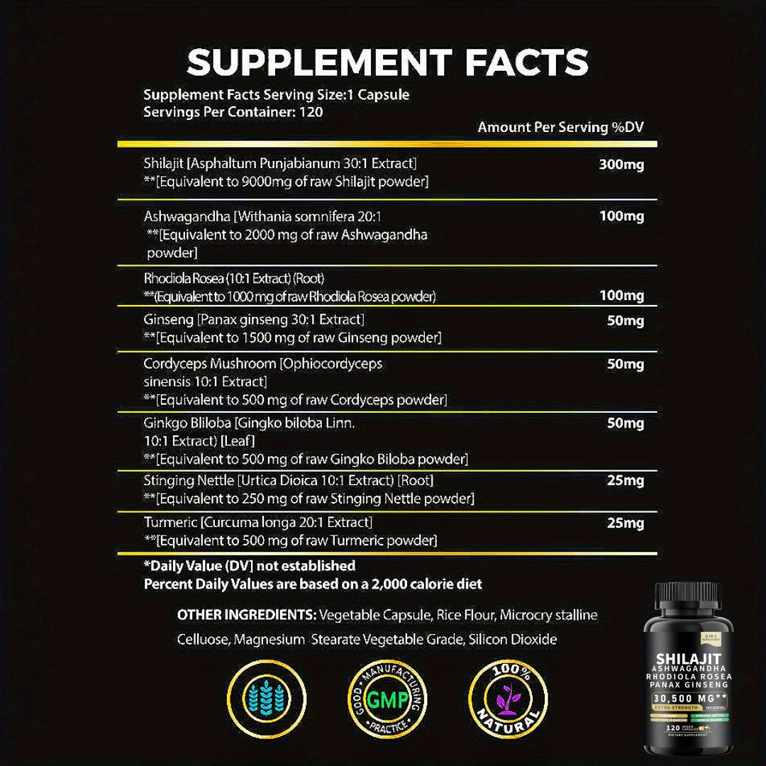 240/480 Capsules Sea Moss & Shilajit Supplement – Black Seed Oil, Ashwagandha, Ginger, Rhodiola Rosea & Panax Ginseng | Extra Strength for Energy & Focus