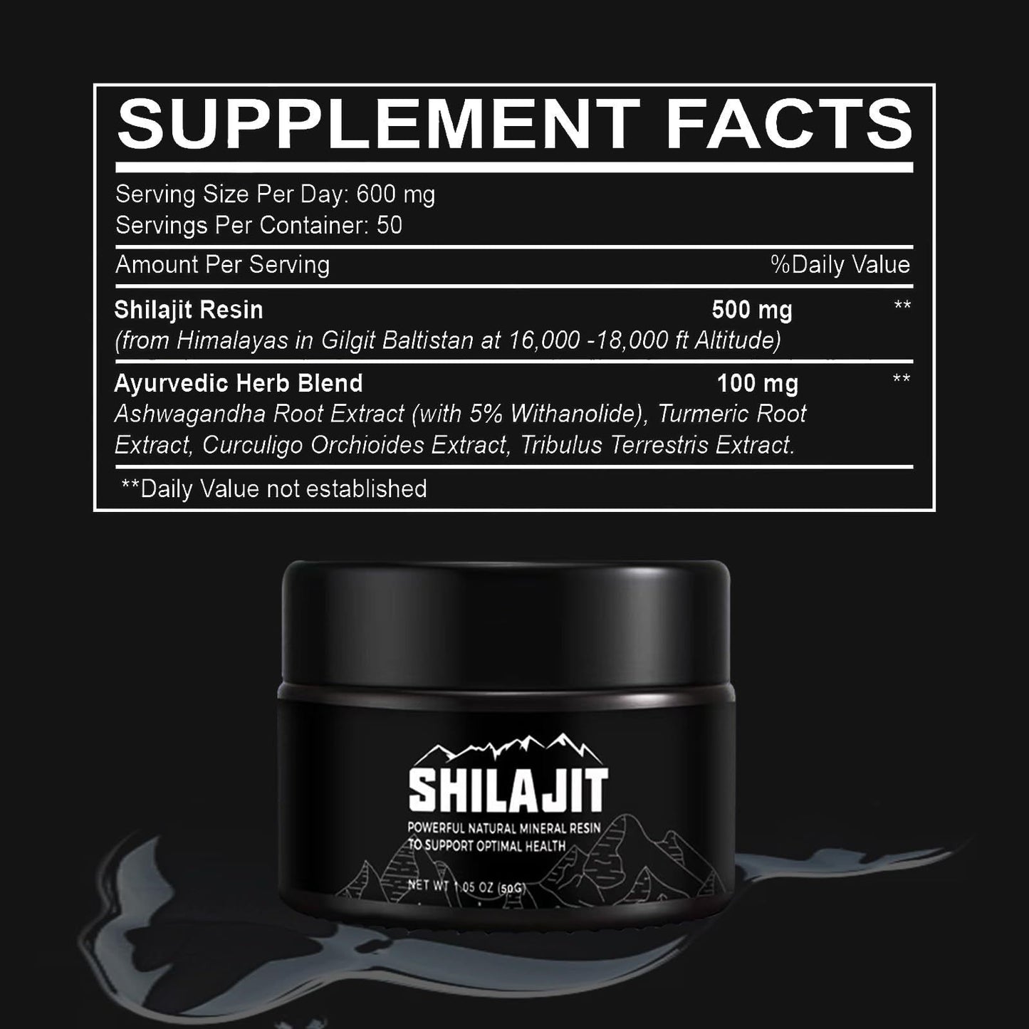 Shilajit Pure Himalayan Resin | 50g Golden Grade Organic Supplement for Energy & Immune Support