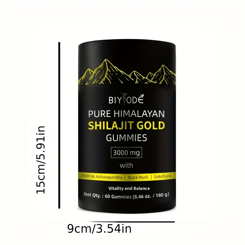 Pure Himalayan Shilajit Gummies | 85+ Minerals | KSM-66 Ashwagandha | No Added Sugar | Fulvic Acid 75%+ | Herbal Blend with Ginseng & Gokshura