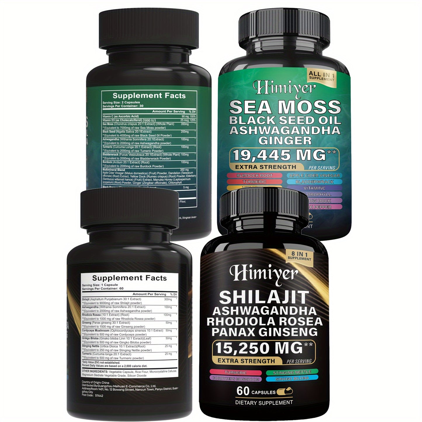 6-Pack Sea Moss & Shilajit Capsules – 7000mg Sea Moss, 9000mg Shilajit, 2000mg Ashwagandha | Complete Nutritional & Energy Support