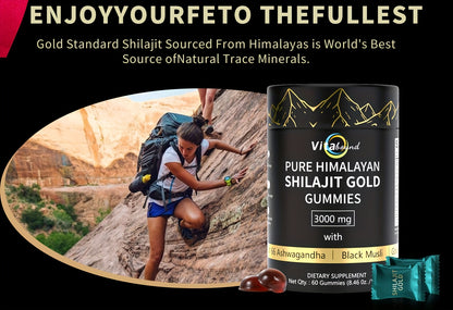 Vitabound Shila Gummies 3000 MG | 85+ Trace Elements | Energy & Relaxation | With Zinc, Aloe Vera, Black Fungus & Schisandra | 60 Gummies