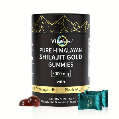 Vitabound Shila Gummies 3000 MG | 85+ Trace Elements | Energy & Relaxation | With Zinc, Aloe Vera, Black Fungus & Schisandra | 60 Gummies