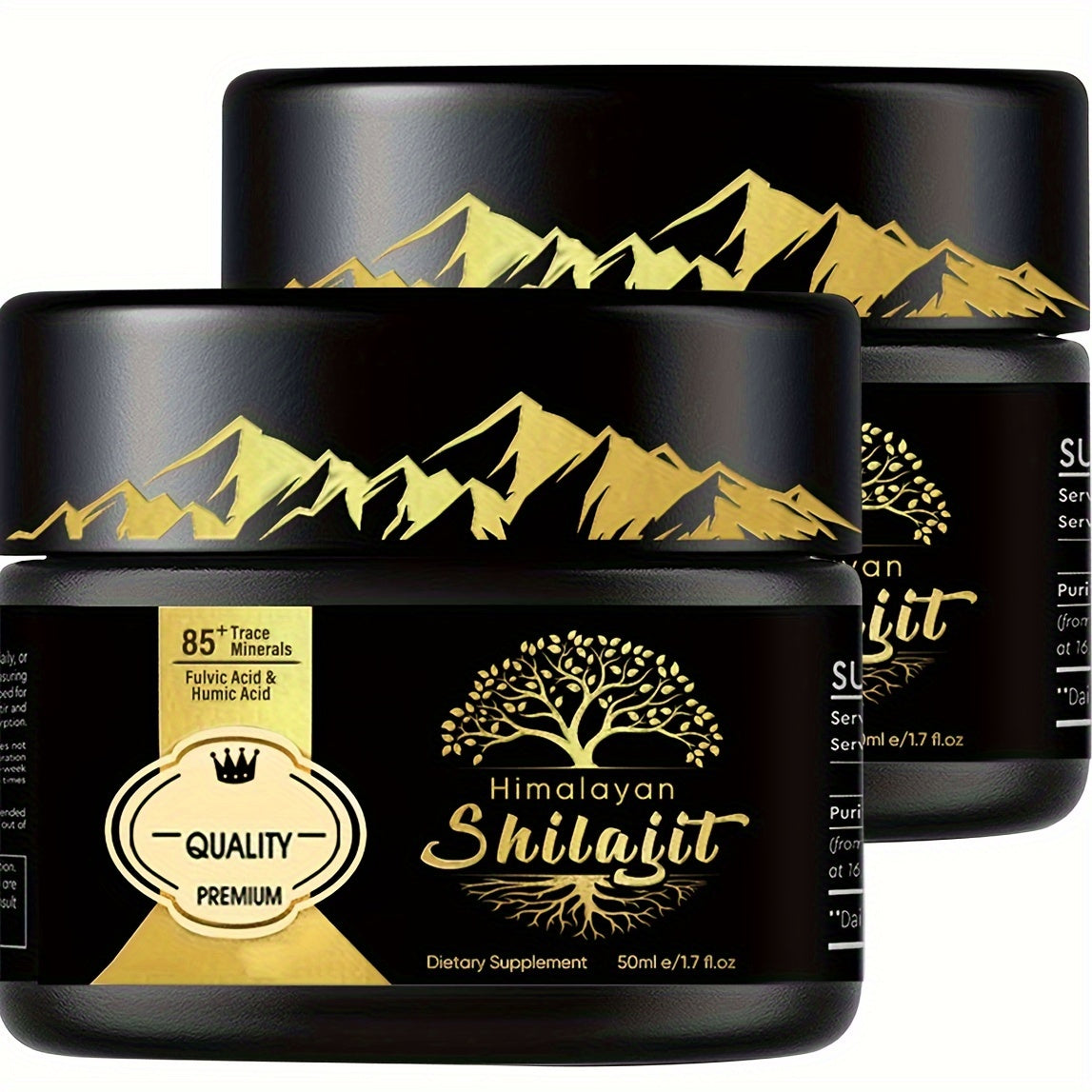 85+ Plant-Derived Trace Minerals Grade A Pure Himalayan Shilajit Resin – Energy & Vitality Boost for Men and Women with Fulvic Acid | 2-Pack