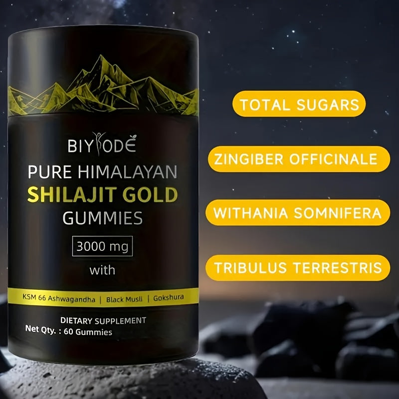 Pure Himalayan Shilajit Gummies | 85+ Minerals | KSM-66 Ashwagandha | No Added Sugar | Fulvic Acid 75%+ | Herbal Blend with Ginseng & Gokshura