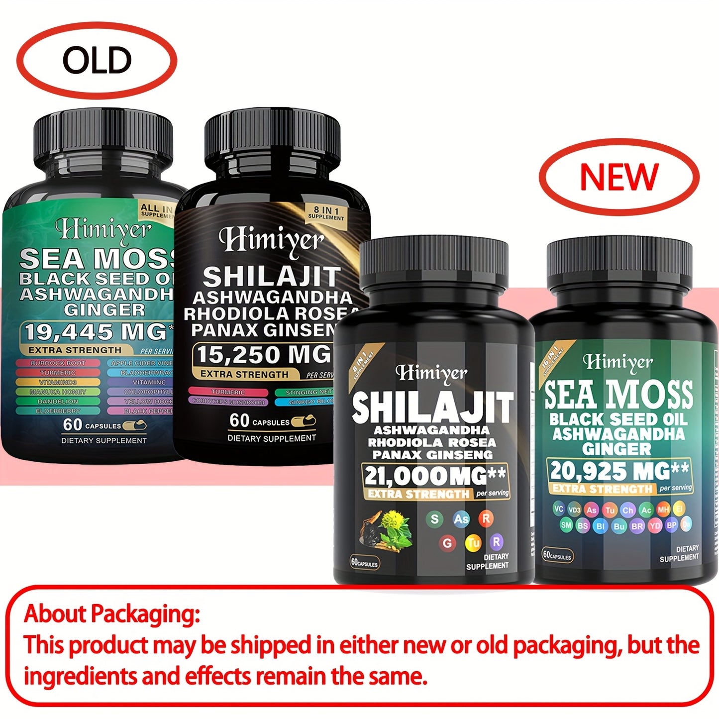 6-Pack Sea Moss & Shilajit Capsules – 7000mg Sea Moss, 9000mg Shilajit, 2000mg Ashwagandha | Complete Nutritional & Energy Support