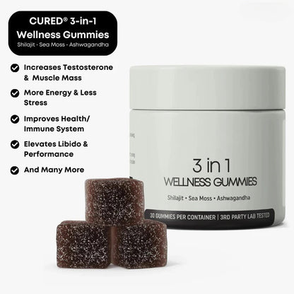 Cured 3-in-1 Shilajit Gummies for Men - Boost Energy & Vitality