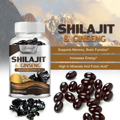 Shilajit & Ginseng Supplement - Boost Energy, Memory & Immune Support