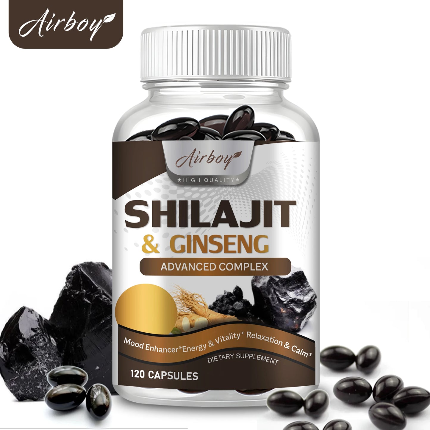 Shilajit & Ginseng Supplement - Boost Energy, Memory & Immune Support