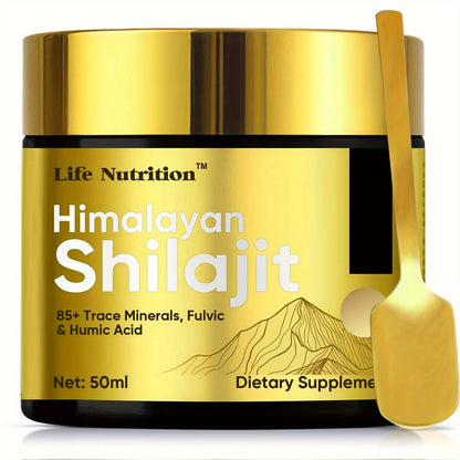 500mg Pure Himalayan Shilajit Resin Supplement – 85+ Trace Minerals Complex for Natural Energy & Vitality