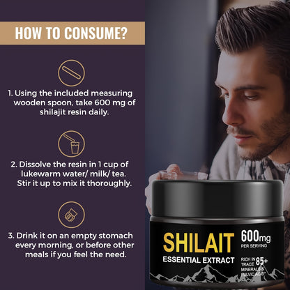 Shilajit Pure Resin – 100% Natural Energy & Vitality Booster | 85+ Trace Minerals & Fulvic Acid | Gift Pack (3 x 1.76oz) for Men & Women