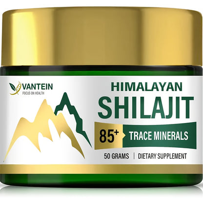 VANTAIN Himalayan Shilajit Supplement – 85% Trace Minerals, Pure Charagi Resin, 50g Jar with Golden Lid | Promotes Health & Wellness for Men and Women