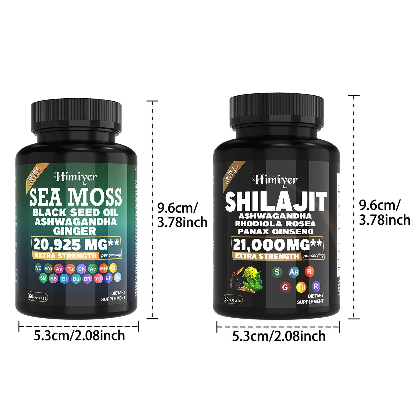 6-Pack Sea Moss & Shilajit Capsules – 7000mg Sea Moss, 9000mg Shilajit, 2000mg Ashwagandha | Complete Nutritional & Energy Support